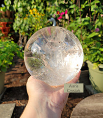 Beautiful XL Lemurian Quartz Crystal Ball with Rainbows