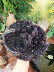 COLLECTORS PIECE Grape Jelly Amethyst Stalactite w/Calcite Geode Bowl