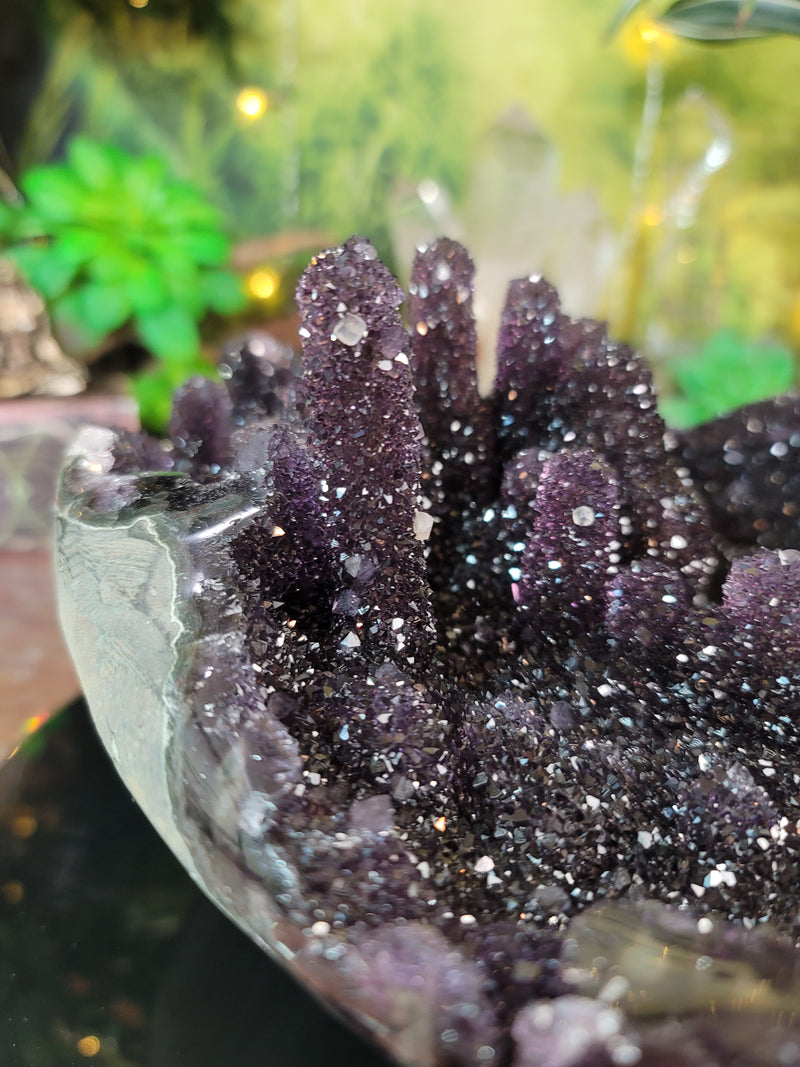 COLLECTORS PIECE Grape Jelly Amethyst Stalactite w/Calcite Geode Bowl