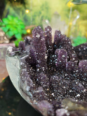 COLLECTORS PIECE Grape Jelly Amethyst Stalactite w/Calcite Geode Bowl