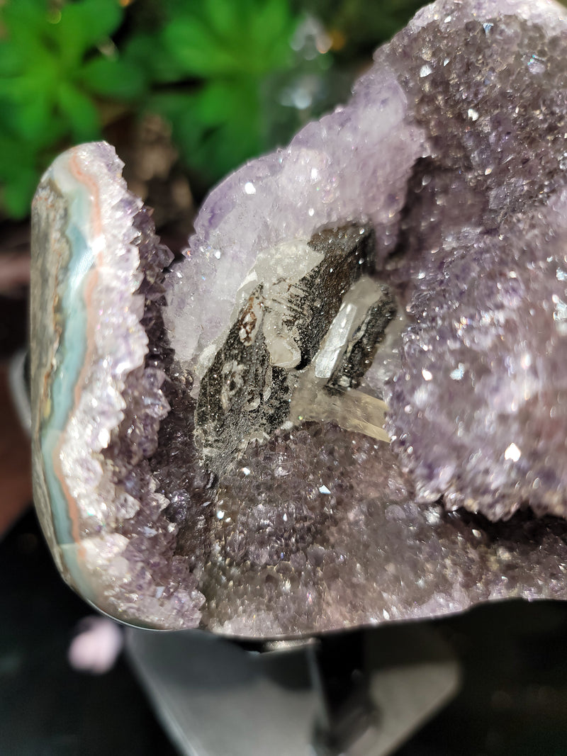 Two-Tone Lavender & Pink Amethyst w/Sparkly Hematite & Calcite
