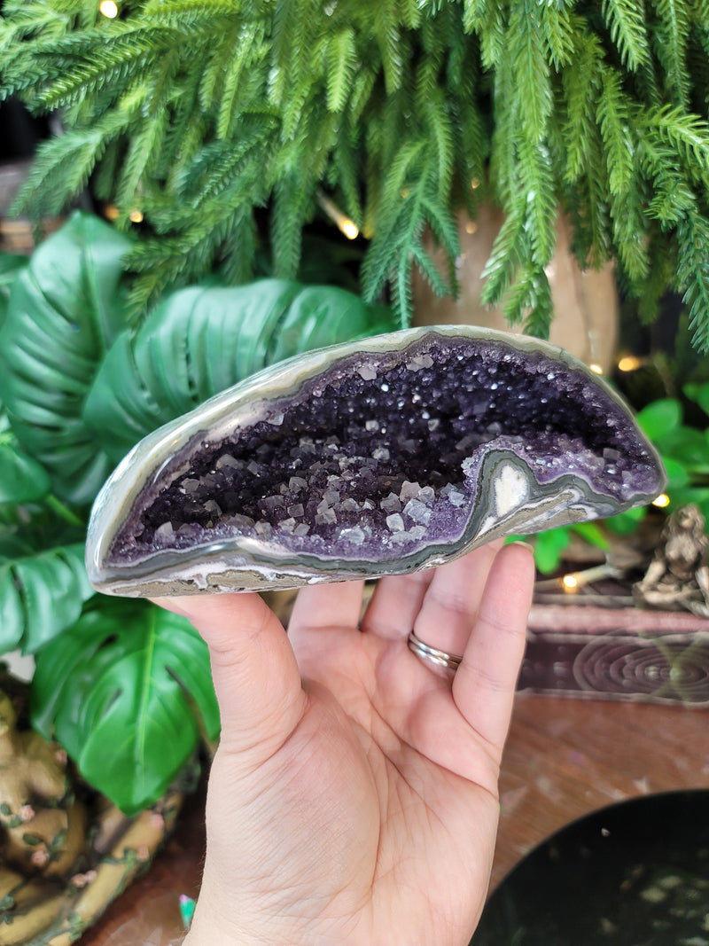 Amethyst Geode with Calcite Cubes