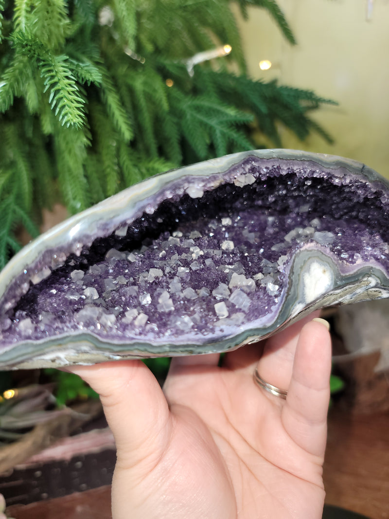 Amethyst Geode with Calcite Cubes