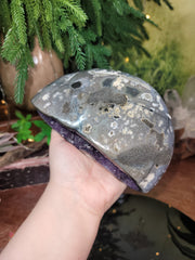 Amethyst Geode with Calcite Cubes