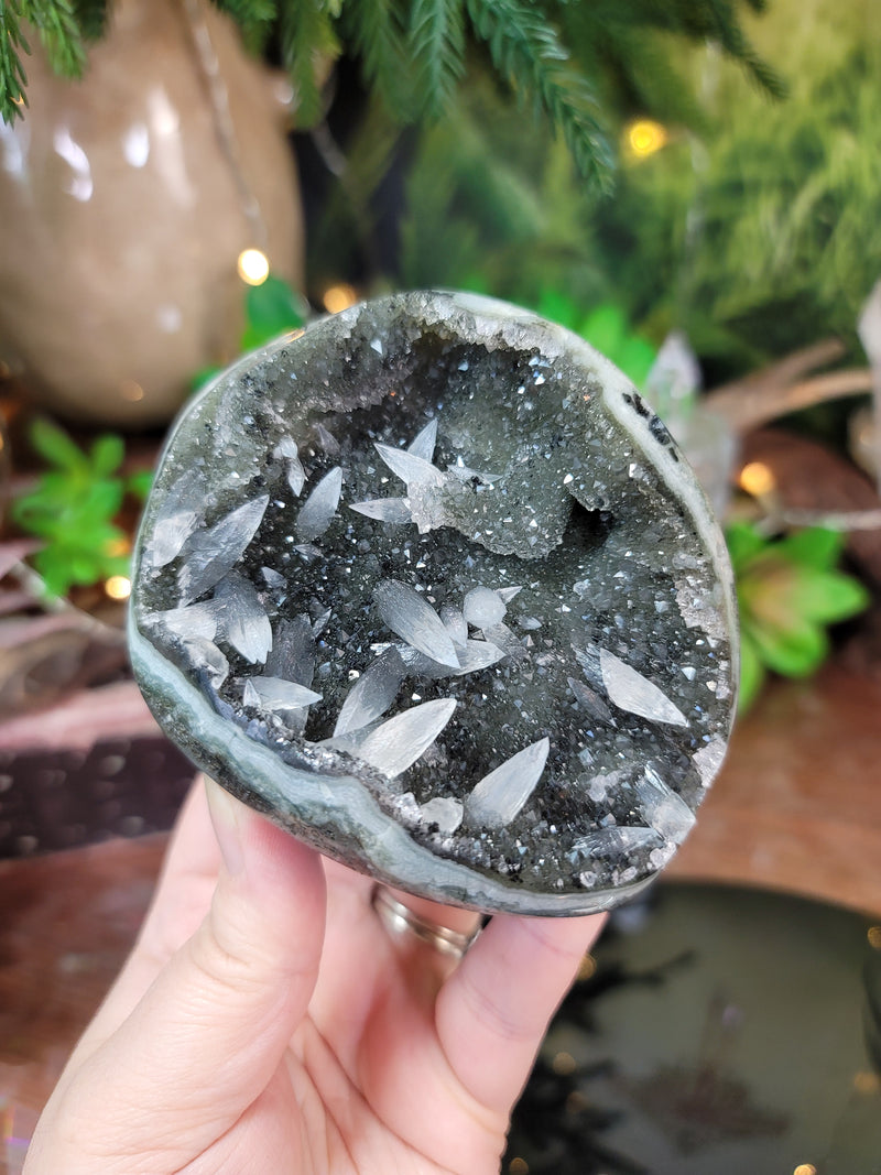 Jasper Druzy with Dogtooth Calcite Points