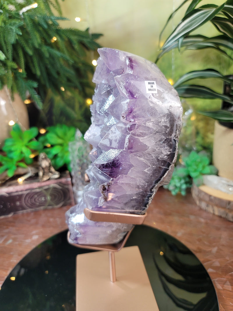 XL Frosted Big Points Amethyst on Custom Stand