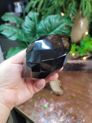 Faceted Dark Smoky Quartz with Gold Rutile