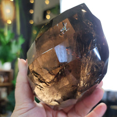 Faceted Dark Smoky Quartz with Rainbows