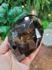 Faceted Dark Smoky Quartz with Rainbows