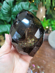 Faceted Dark Smoky Quartz with Rainbows