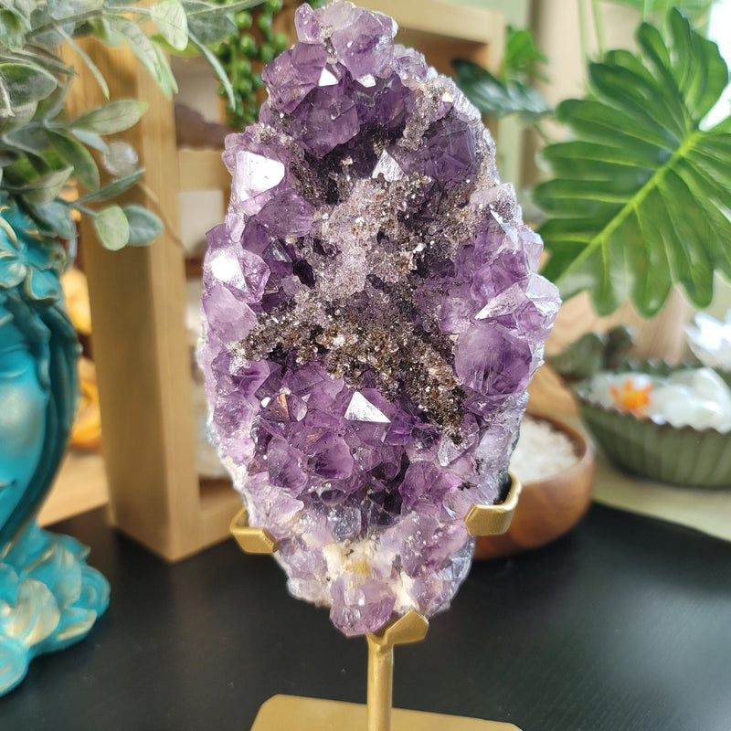 Beautiful Amethyst with Crystalized Hematite & Quartz Points Center