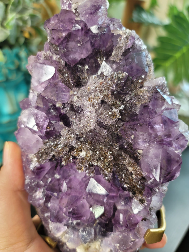 Beautiful Amethyst with Crystalized Hematite & Quartz Points Center