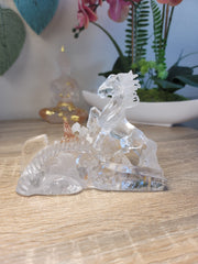 Beautiful Quartz Horse Carving with Rutile