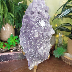 XXL Sugar Amethyst & Calcite Freeform on Custom Stand