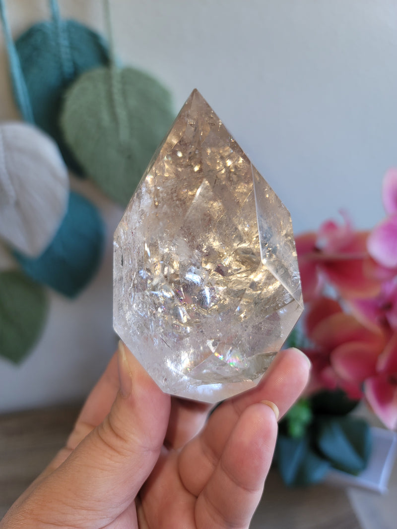 Faceted Clear Quartz Egg