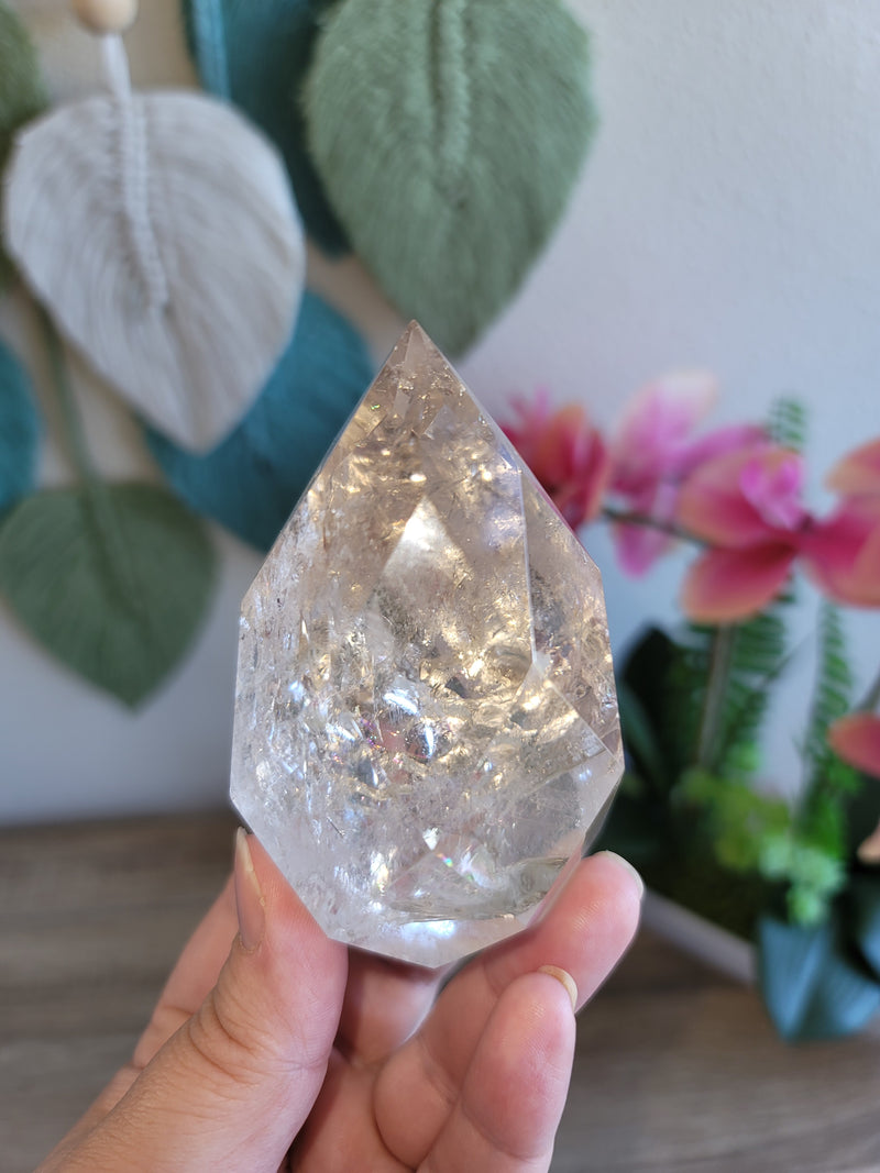 Faceted Clear Quartz Egg