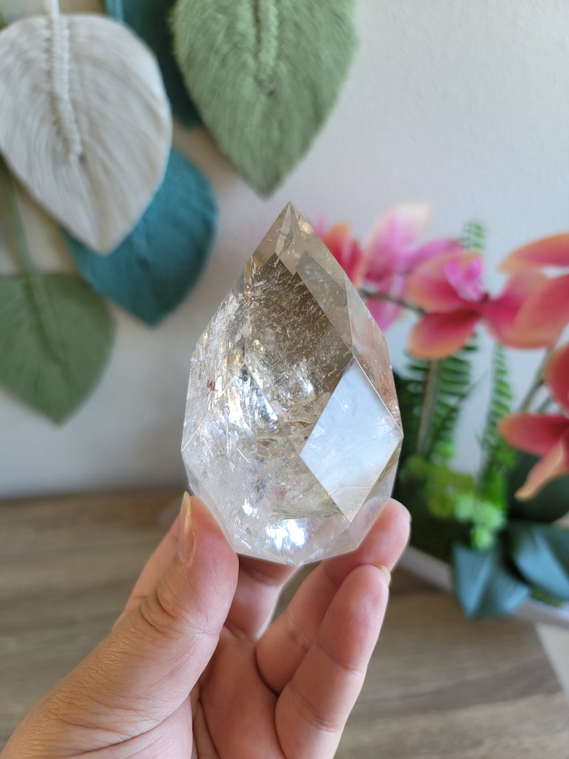 Faceted Clear Quartz Egg