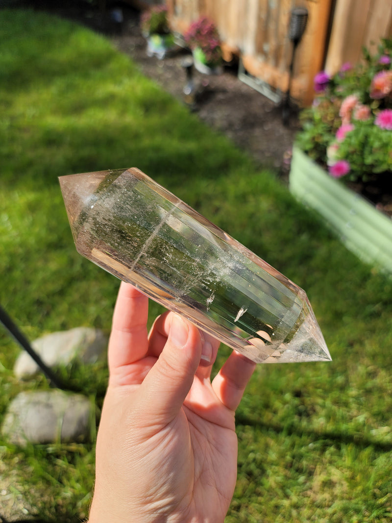 Ultra High Clarity 24 Sided 6.75" Light Smoky Quartz Vogel