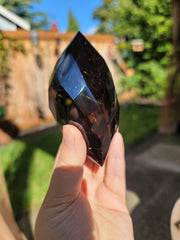 Faceted Dark Smoky Quartz with Gold Rutile