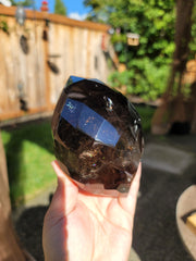 Faceted Dark Smoky Quartz with Rainbows