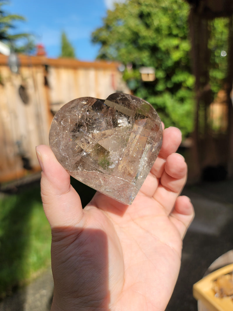 Light Smoky Quartz Faceted Heart