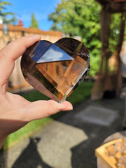 Dark Smoky Quartz Faceted Heart