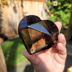 Dark Smoky Quartz Faceted Heart