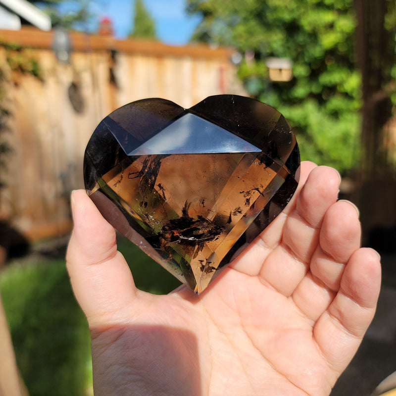 Smoky Quartz Faceted Heart