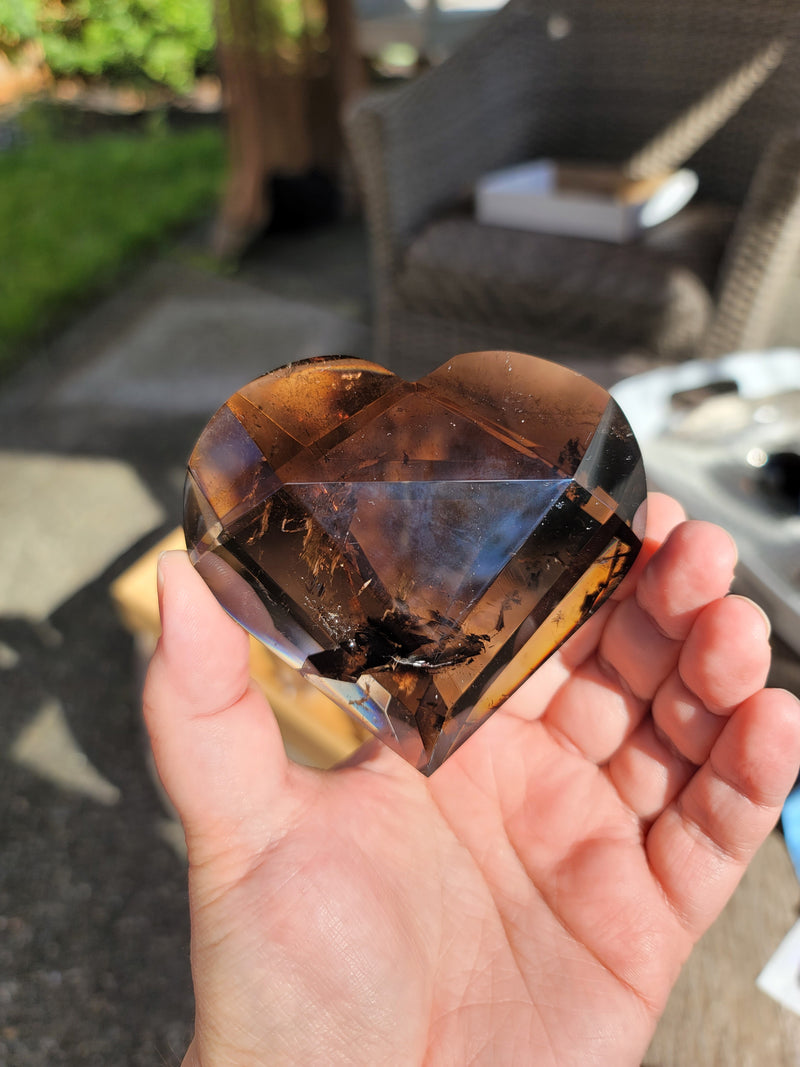 Smoky Quartz Faceted Heart