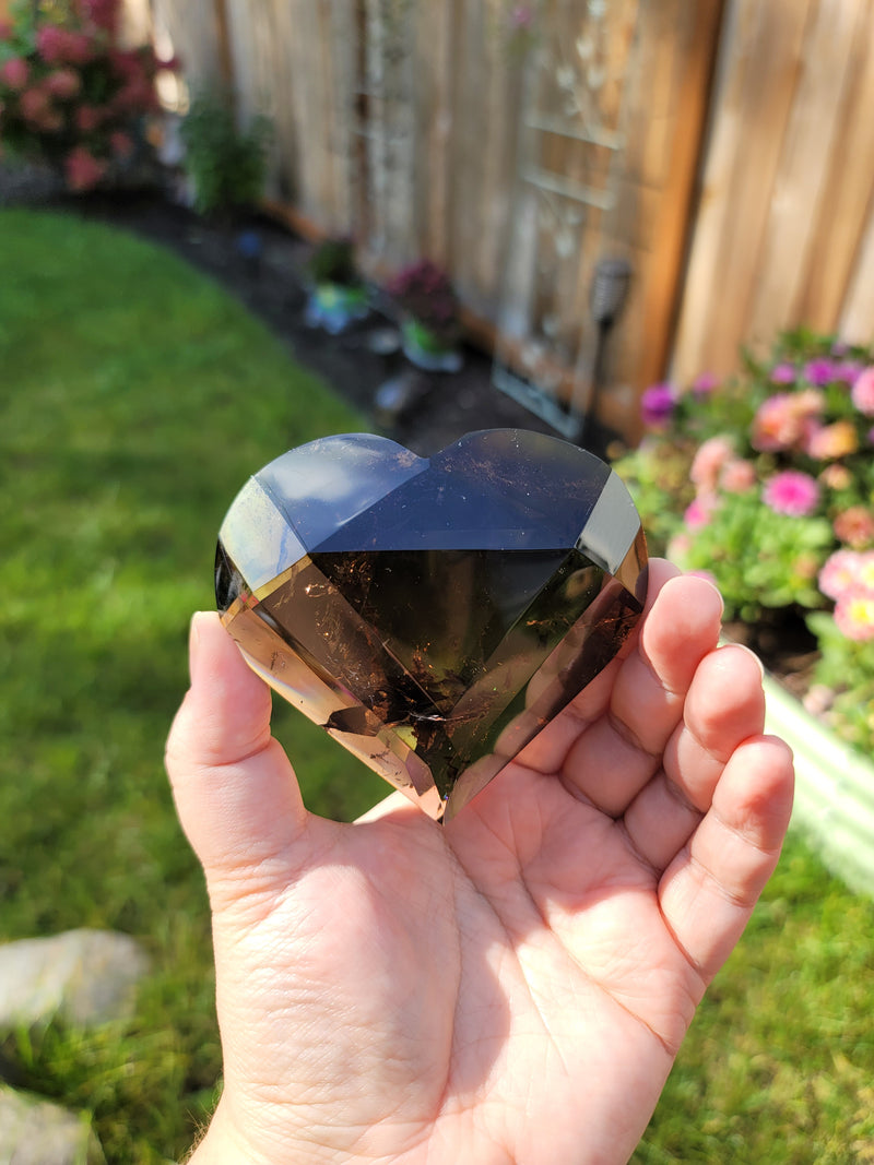 Smoky Quartz Faceted Heart