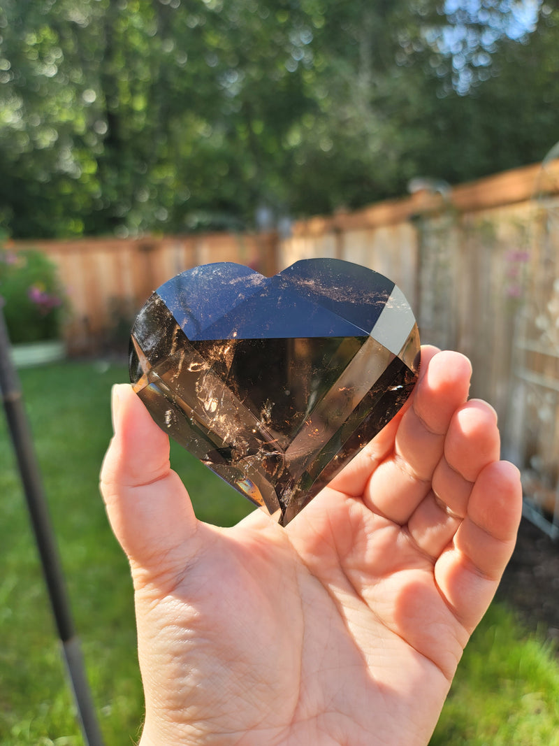 Smoky Quartz Faceted Heart