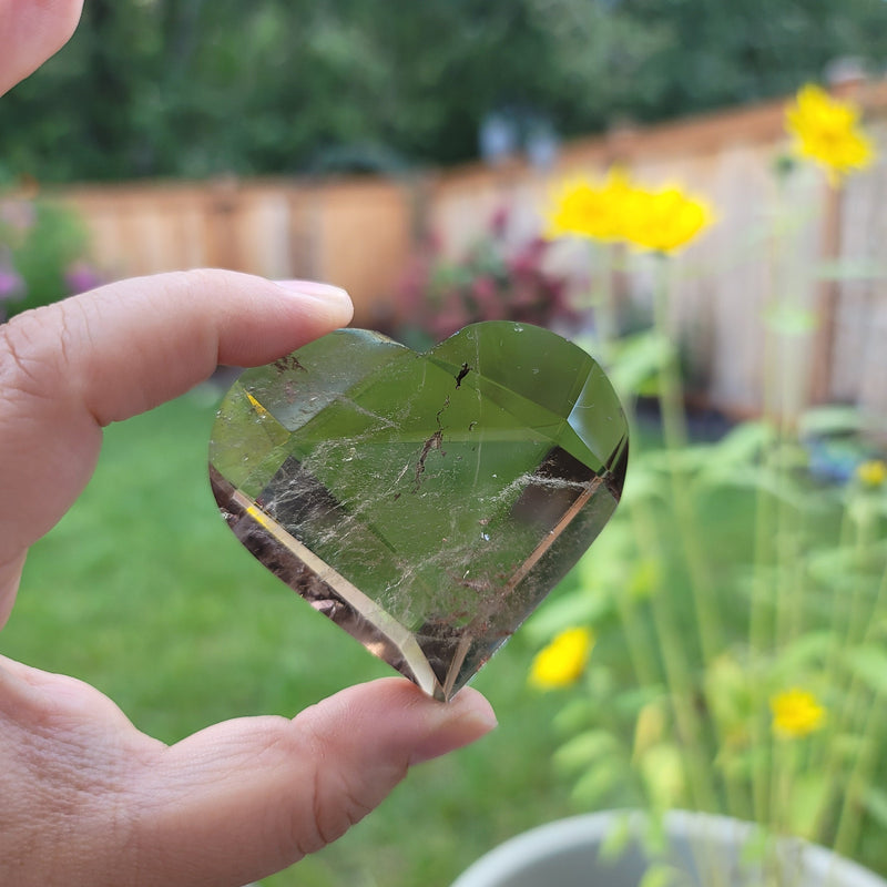 Smoky Quartz Faceted Heart