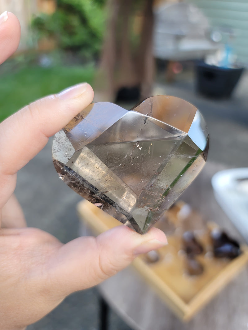 Smoky Quartz Faceted Heart