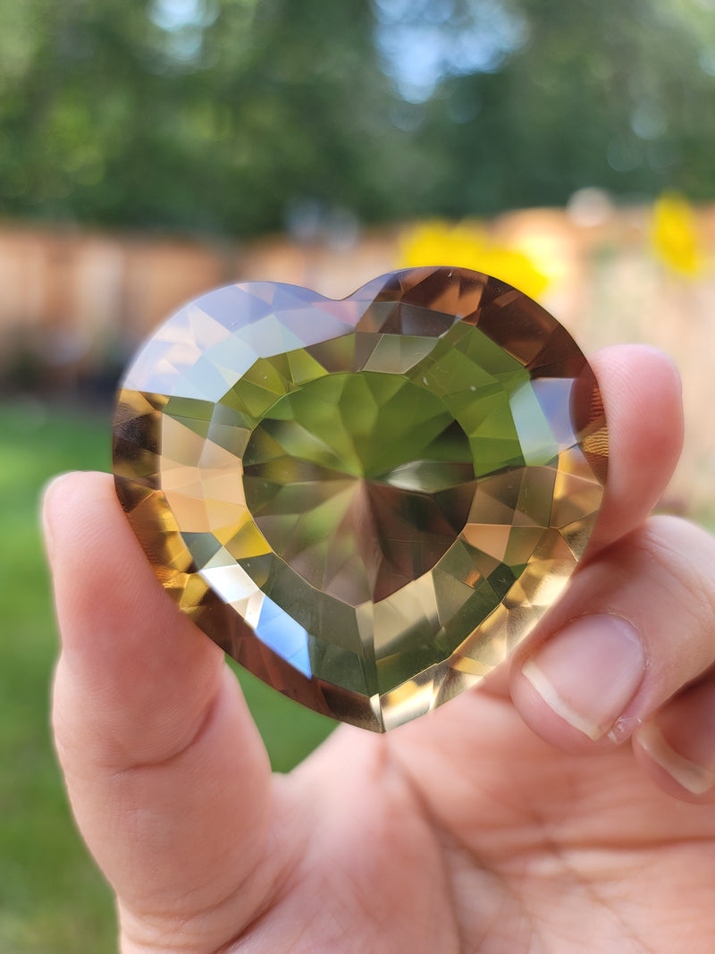 Gem Grade Champagne Citrine Faceted Heart