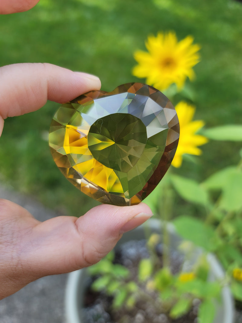 Gem Grade Champagne Citrine Faceted Heart