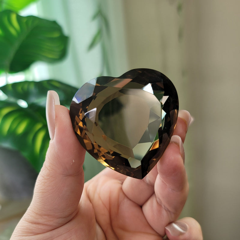 Gem Grade Smoky Quartz Faceted Heart