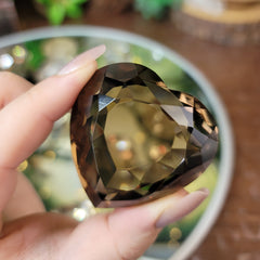 Gem Grade Smoky Quartz Faceted Heart