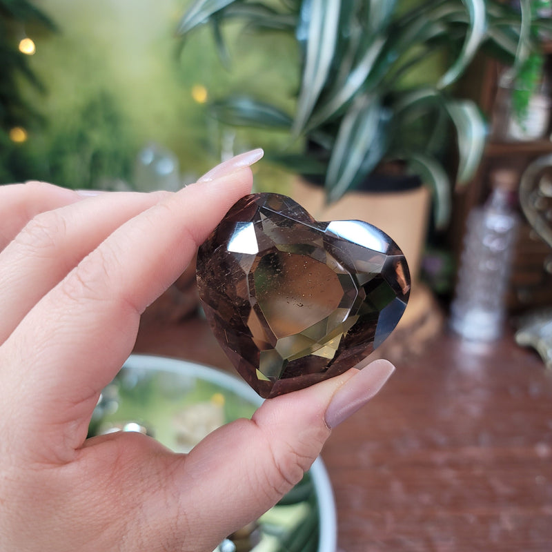 Gem Grade Smoky Quartz Faceted Heart