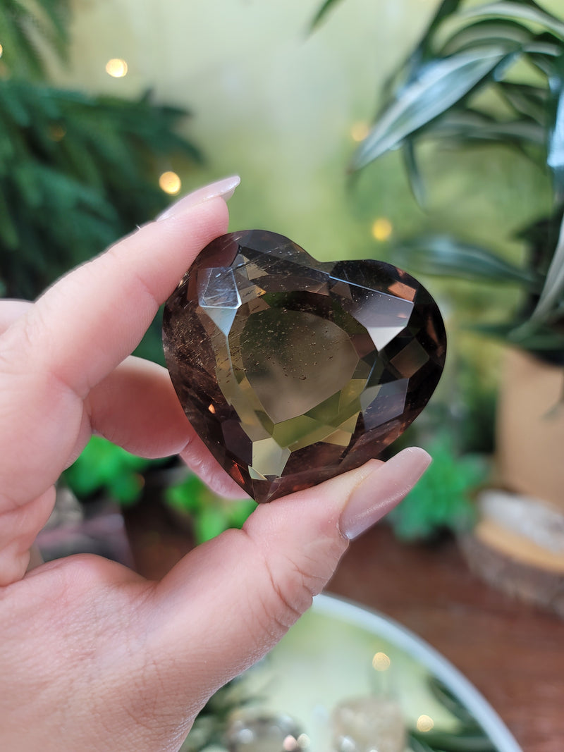 Gem Grade Smoky Quartz Faceted Heart