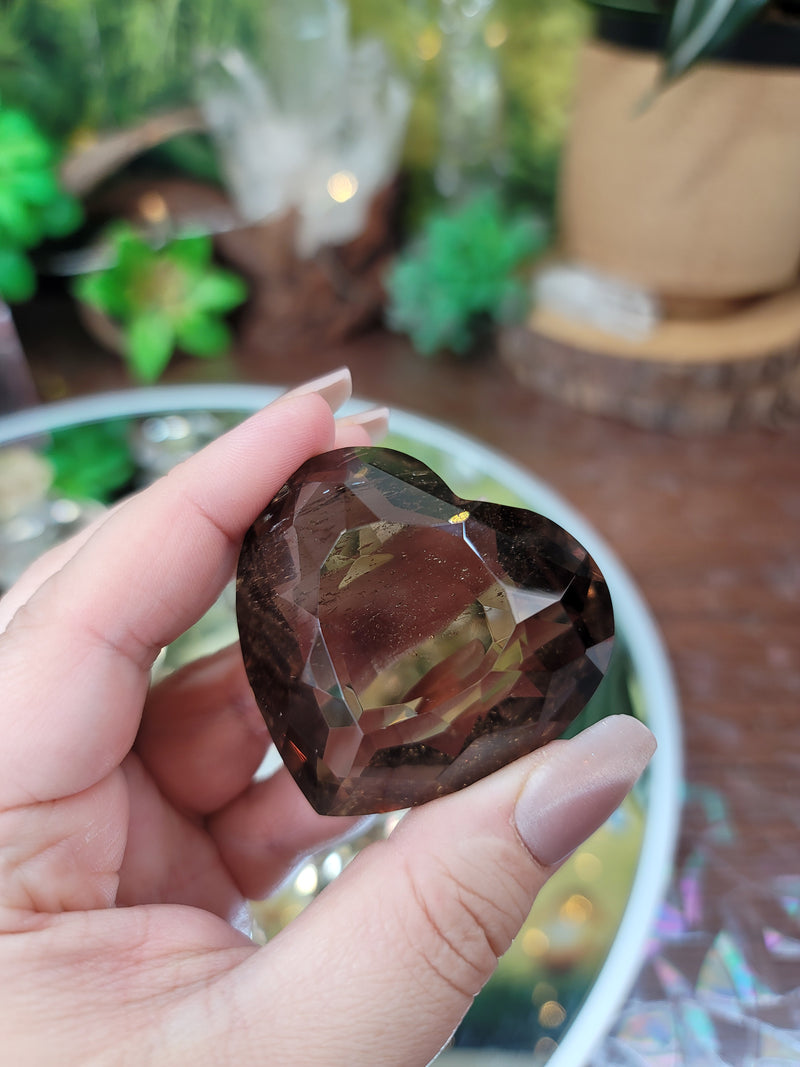 Gem Grade Smoky Quartz Faceted Heart