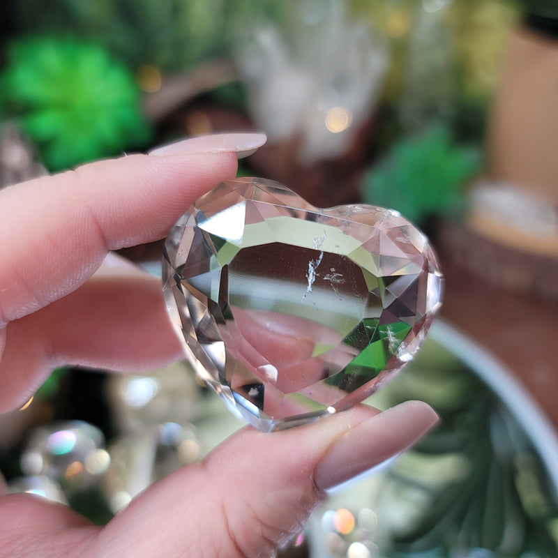 High Grade Clear Quartz Faceted Heart