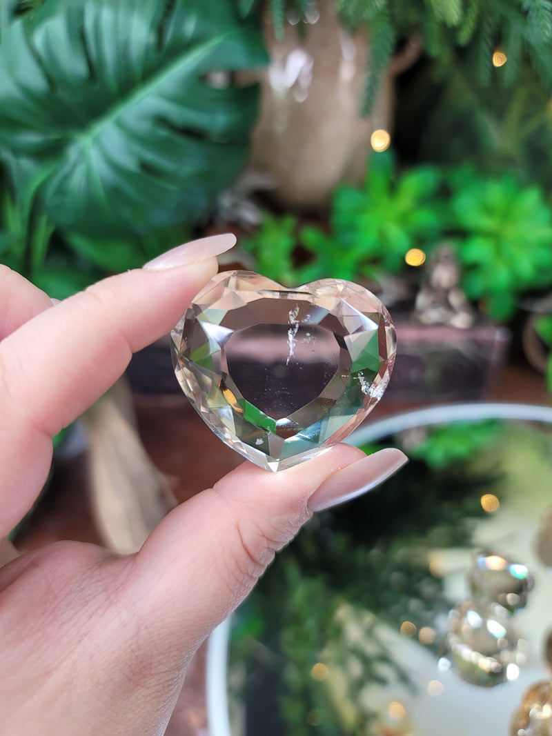 High Grade Clear Quartz Faceted Heart