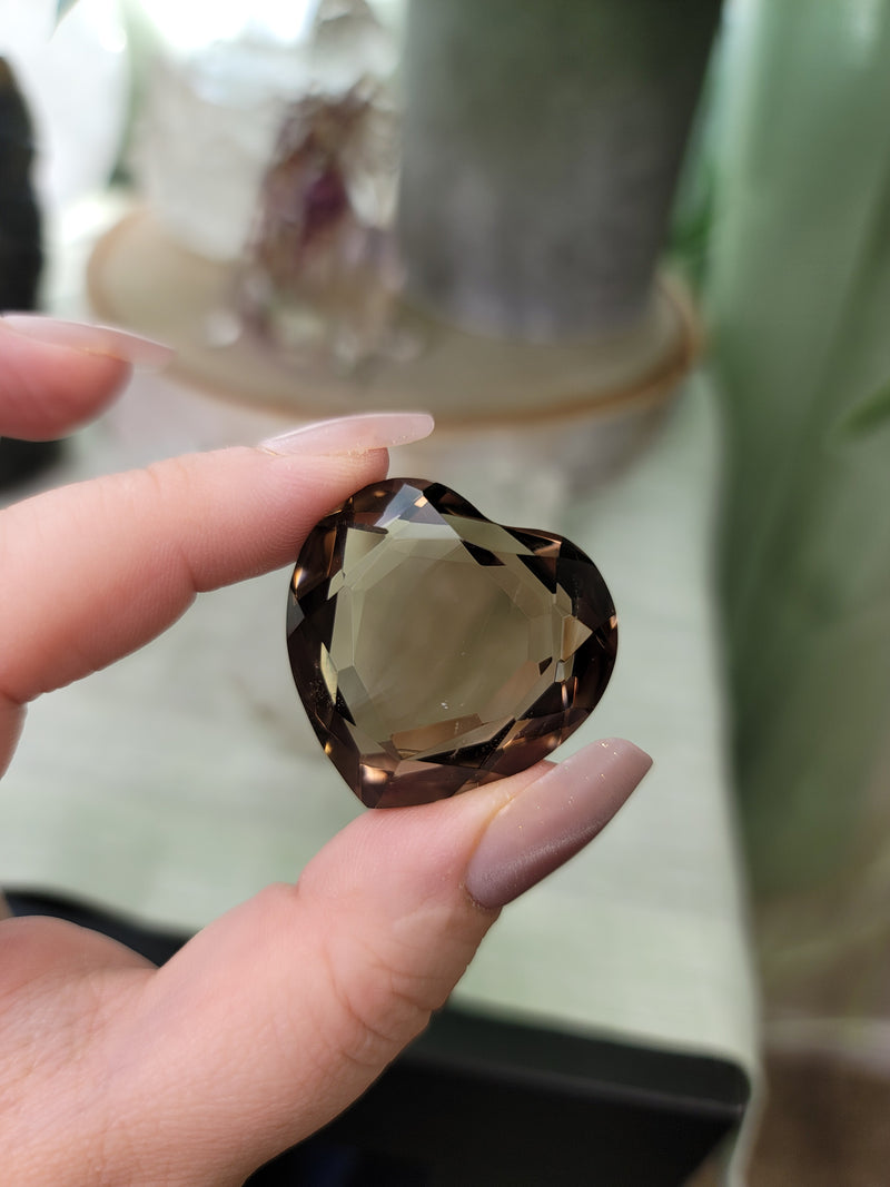 Gem Grade Smoky Quartz Faceted Heart