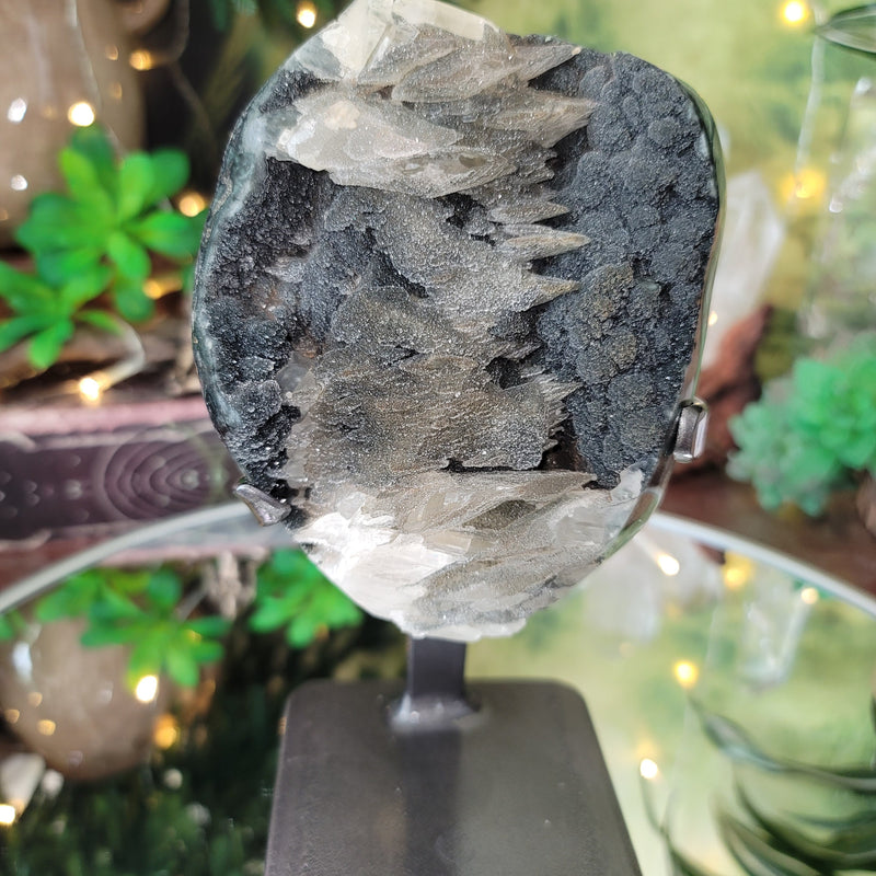 Very Unique Specimen - Black Galaxy Amethyst with Unique Calcite Growth