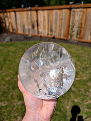 Beautiful XL Lemurian Quartz Crystal Ball with Rainbows