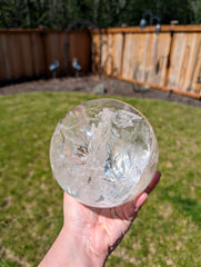 Beautiful XL Lemurian Quartz Crystal Ball with Rainbows