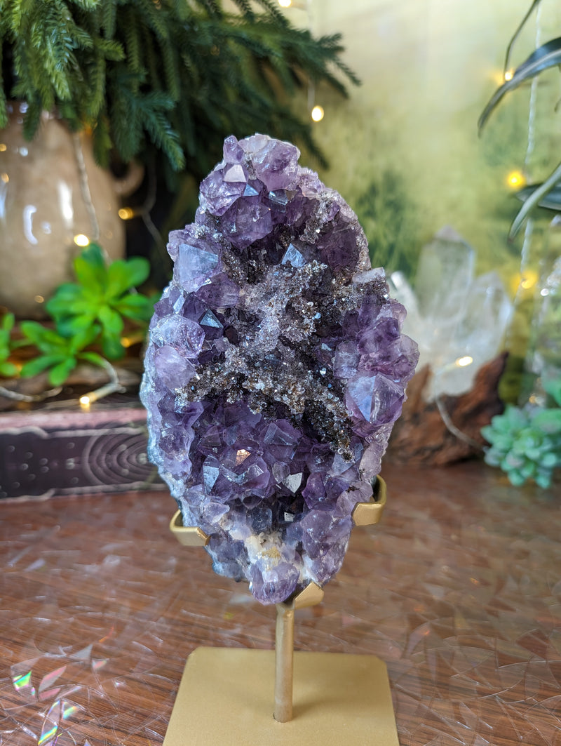 Beautiful Amethyst with Crystalized Hematite & Quartz Points Center