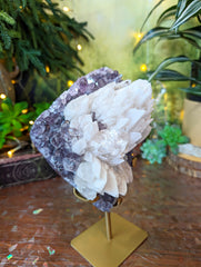 RARE White Druzy Dragon Scale Calcite Over Amethyst