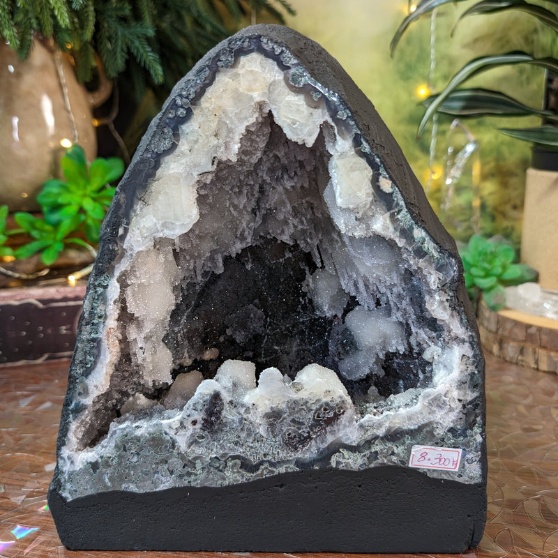 18lb Quartz Over Amethyst, Chlorite & Calcite Stalactites Cathedral Geode