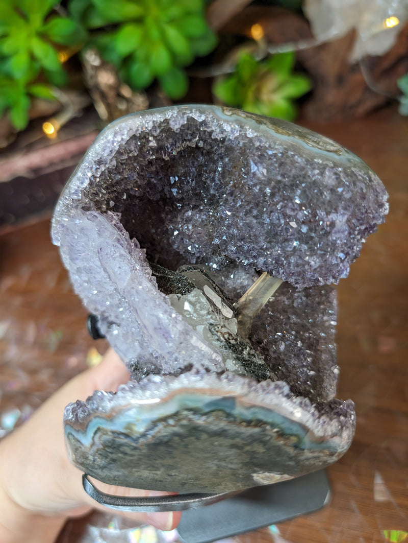 Two-Tone Lavender & Pink Amethyst w/Sparkly Hematite & Calcite